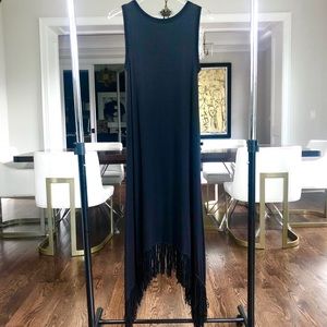 NWT Fringe Hemmed T shirt Dress- Elie Tahari- Black XS